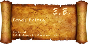 Bondy Britta névjegykártya